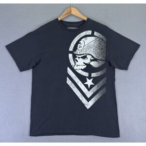 Metal Mulisha Shirt Mens Large Black Faded Skull Helmet Y2K Motocross Punk